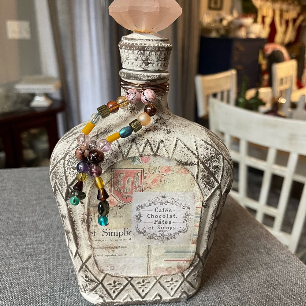 Decorative Bottle with Beaded Accent